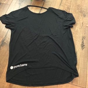 PURE BARRE black pony tee with drape back- MED